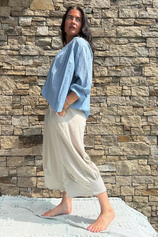 Shayle Indian Cotton Smock Shirt Denim